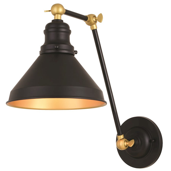 Vaxcel Alexis 8" 1 Light Adjustable Wall Light, Rubbed Bronze/Satin Gold - W0398