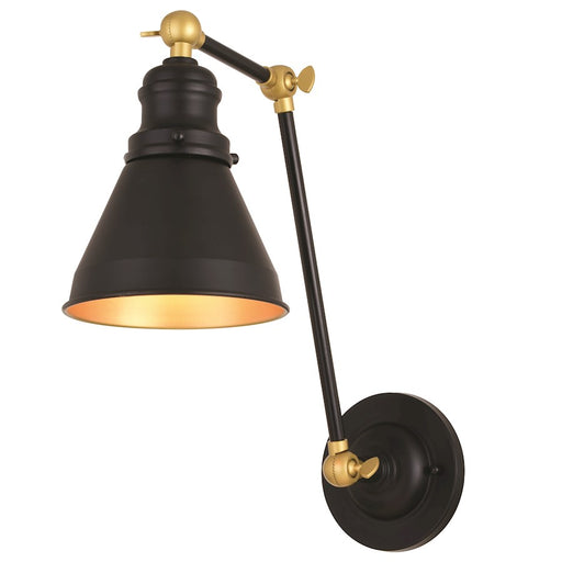 Vaxcel Alexis 6" 1 Light Adjustable Wall Light, Rubbed Bronze/Satin Gold - W0400