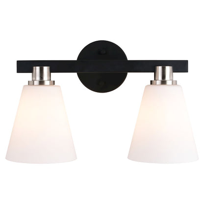 2 Light Bathroom Vanity Light, Matte Black