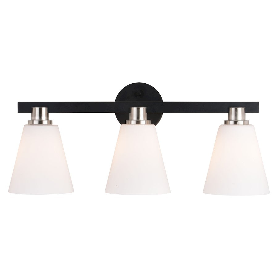 3 Light Bathroom Vanity Light, Matte Black