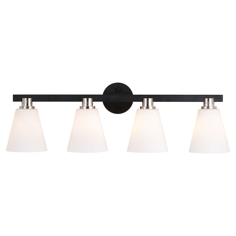 4 Light Bathroom Vanity Light, Matte Black