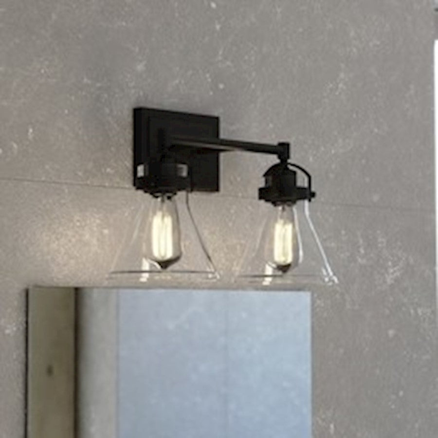 2 Light Bathroom Vanity Light, Charcoal Black