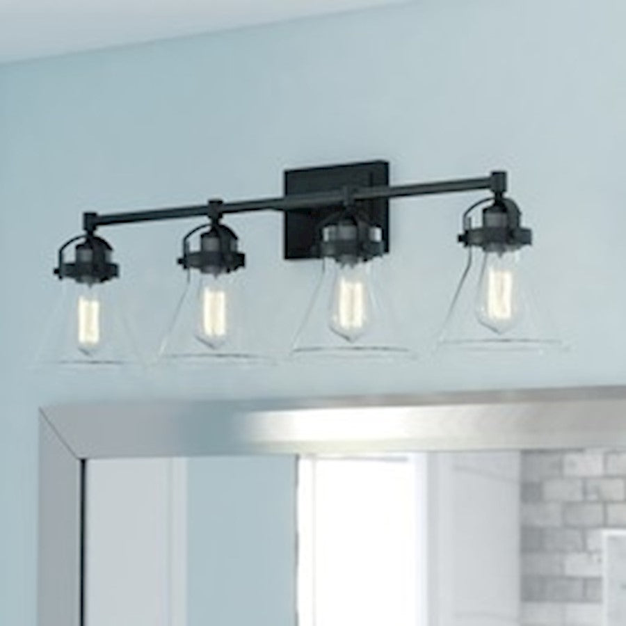 4 Light Bathroom Vanity Light, Charcoal Black