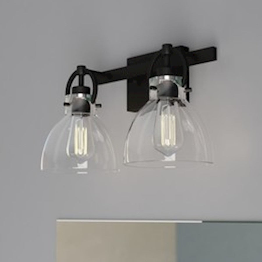 2 Light Bathroom Vanity Light, Matte Black