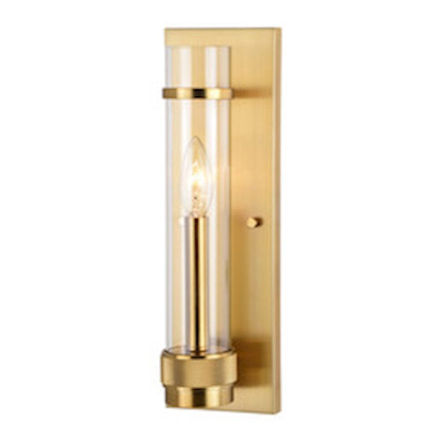 Vaxcel Bari 1 Light 14"H Wall Light, Satin Brass/Clear - W0425