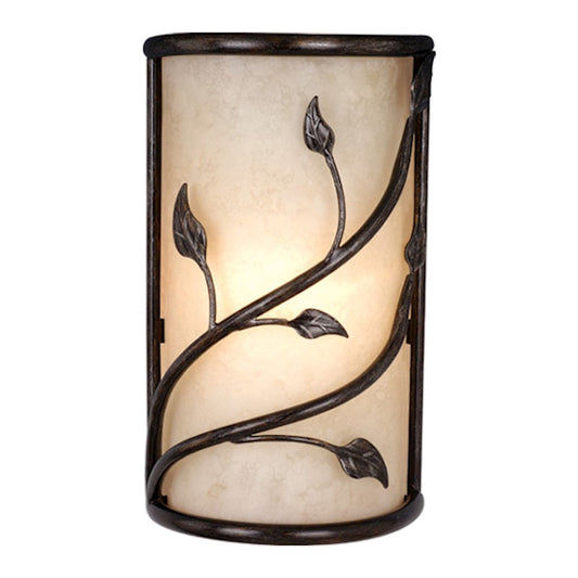 Vine Wall Sconce, Oil Shale w/Amber Flake Glass