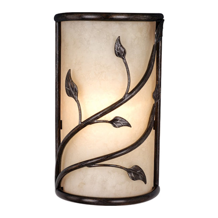 Vaxcel Vine Wall Sconce, Oil Shale w/Amber Flake Glass