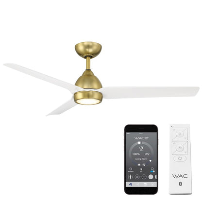 WAC Lighting Mocha 3 Blade LED Ceiling Fan, Brass White/White - F-001L-SB-MW