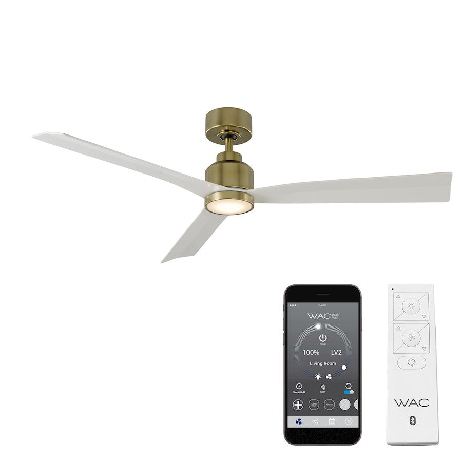 WAC Lighting Clean 3 Blade LED Ceiling Fan, Brass White/White - F-003L-SB-MW