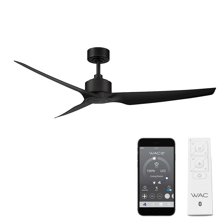 WAC Lighting Stella 3 Blade Smart Ceiling Fan, Black/Black - F-056-MB