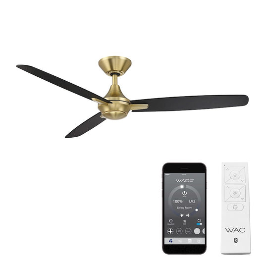 WAC Lighting Blitzen 3 Blade Smart Ceiling Fan, Brass Black/Black - F-060-SB-MB