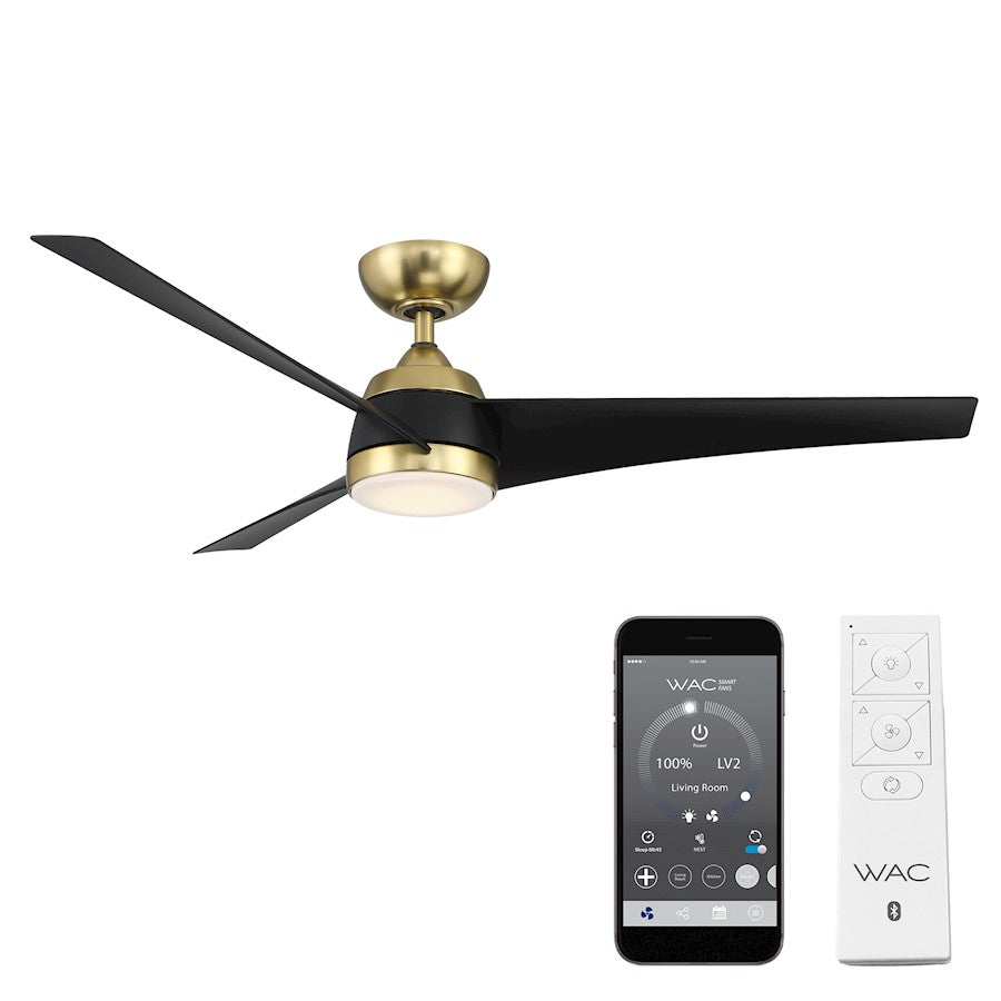 WAC Lighting Sonoma 3 Blade Smart Ceiling Fan, Brass Black/Black - F-070L-SB-MB