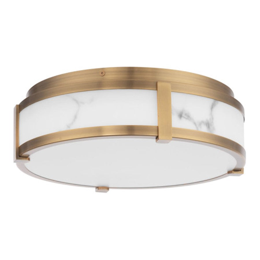 WAC dweLED Constantine 1 Light 14" LED Flush, Brass/Etched Acrylic - FM-27214-AB