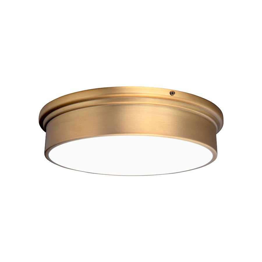 dweLED York 12" LED 1 Light Flush Mount 3000K, Aged Brass/Opal - FM-45012-AB