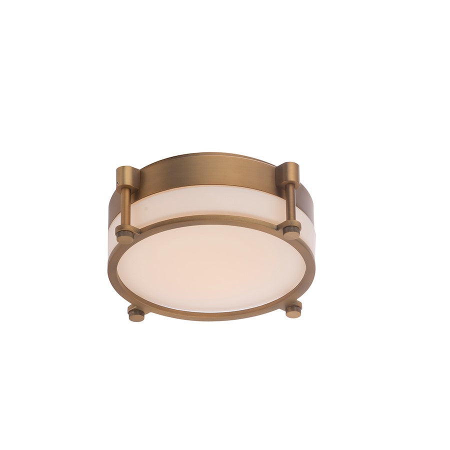 dweLED Wright 10" LED 1 Light Flush Mount 3000K, Aged Brass/Opal - FM-46010-AB