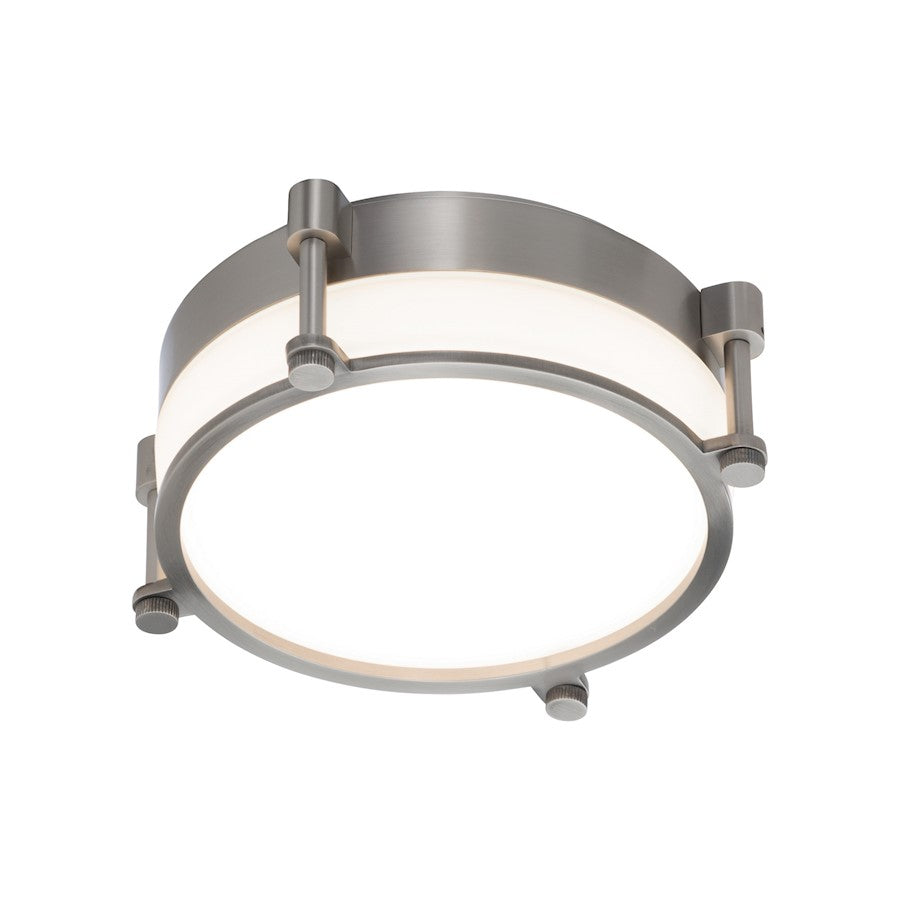 dweLED Wright 10" LED 1-LT Flush Mount 3000K, Brushed Nickel/Opal - FM-46010-BN