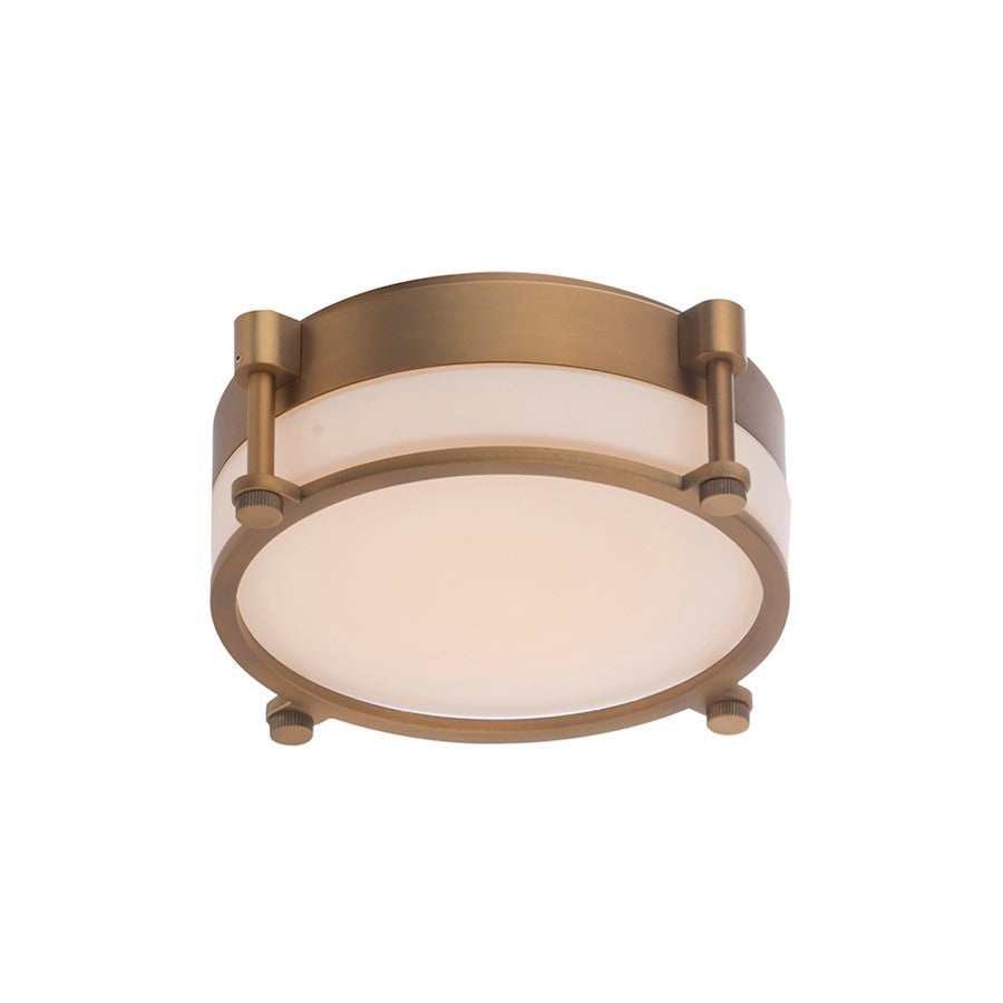 dweLED Wright 14" LED 1 Light Flush Mount 3000K, Aged Brass/Opal - FM-46014-AB