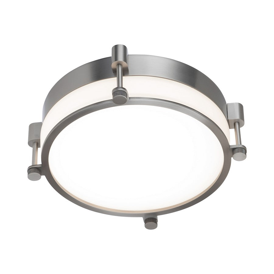 dweLED Wright 14" LED 1-LT Flush Mount 3000K, Brushed Nickel/Opal - FM-46014-BN