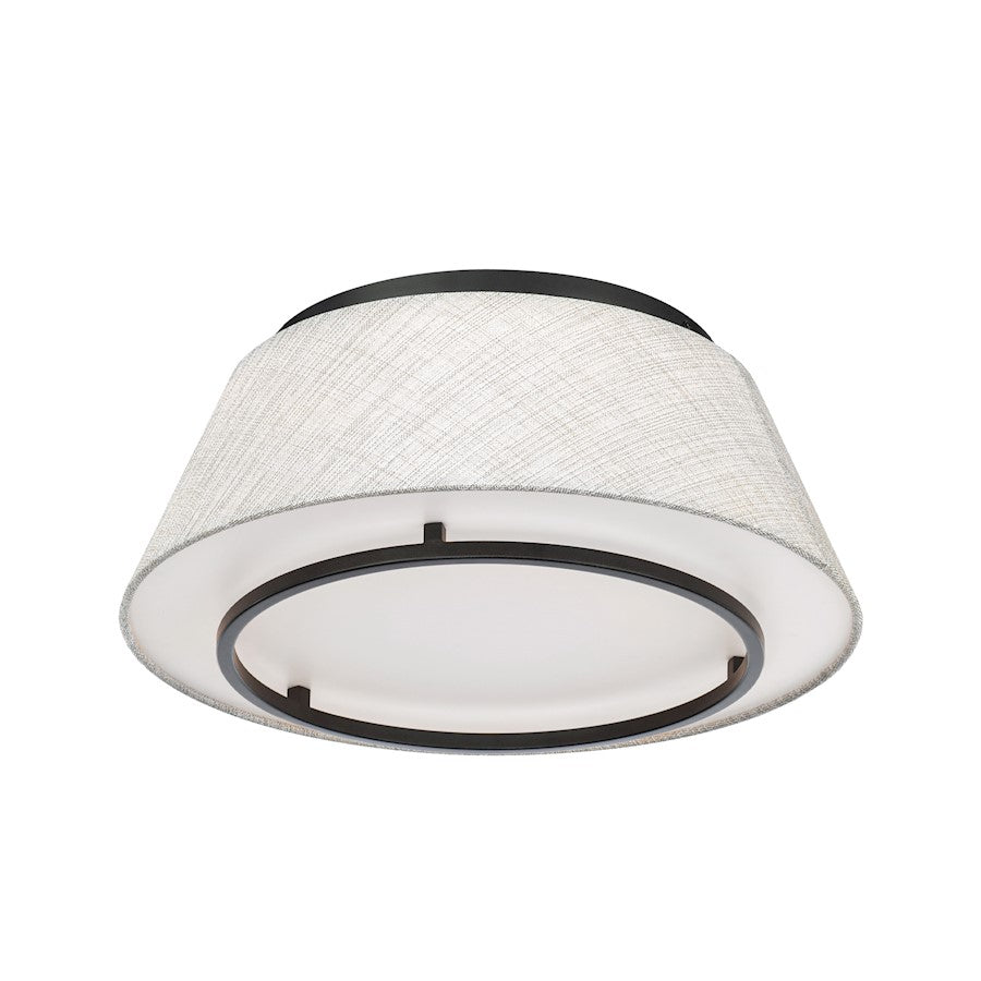 dweLED Hailey 16" LED 1 Light Fabric Flush 3000K, Black/Beige - FM-53116-BK