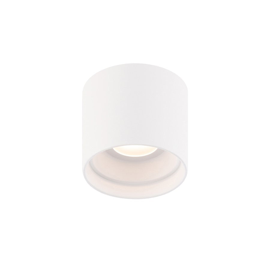 WAC dweLED Downtown 1 Lt 5" LED Round Flush 3000K, White/Glass - FM-W47205-30-WT