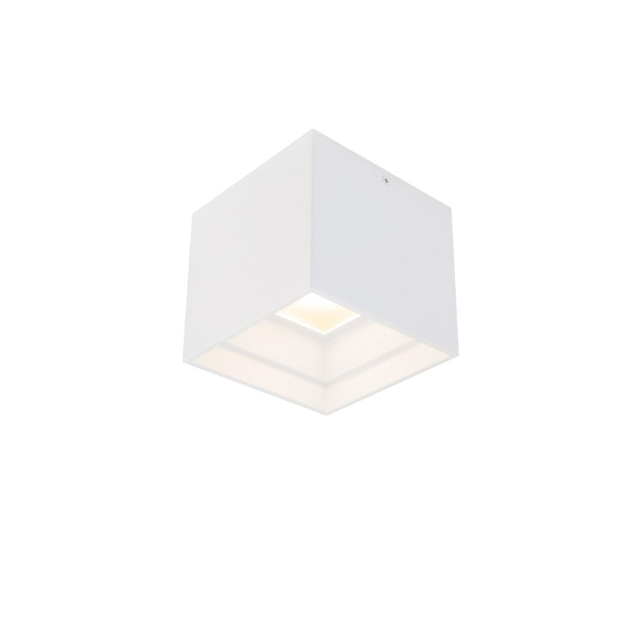 WAC dweLED Downtown 1 Lt 5" LED Square Flush 3000K, WH/Glass - FM-W47206-30-WT