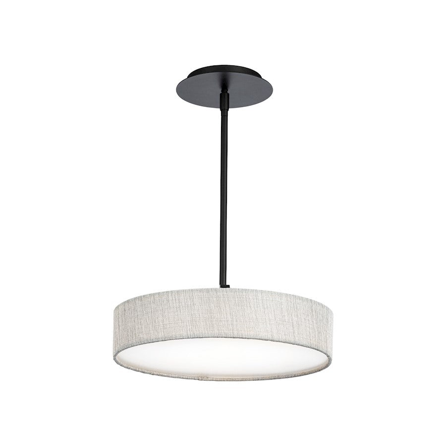 dweLED Manhattan 14" LED 1 Light Fabric Pendant 2700K, Black/Beige - PD-13714-BK