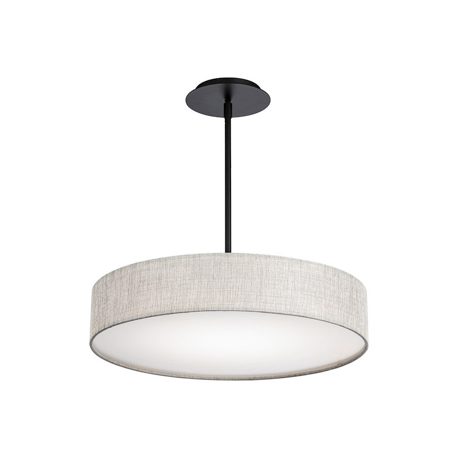 dweLED Manhattan 20" LED 1 Light Fabric Pendant 2700K, Black/Beige - PD-13720-BK