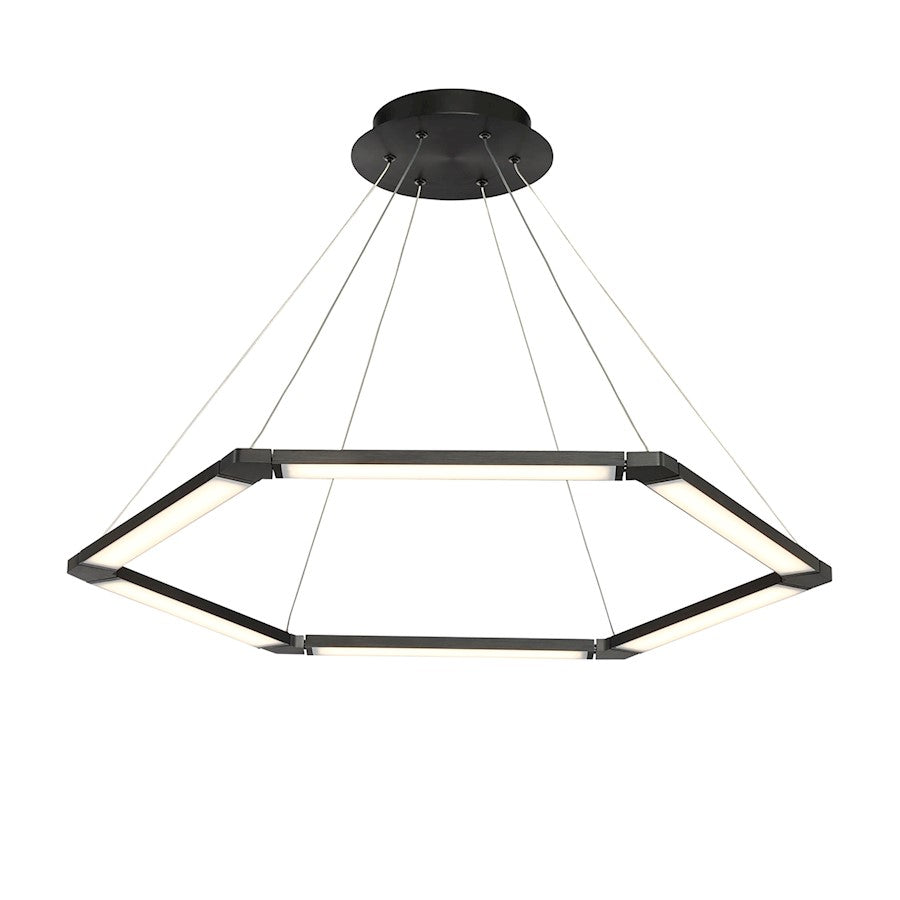 dweLED Lune 32" LED 6 Light Pendant 3000K, Black/Opal - PD-14032-BK