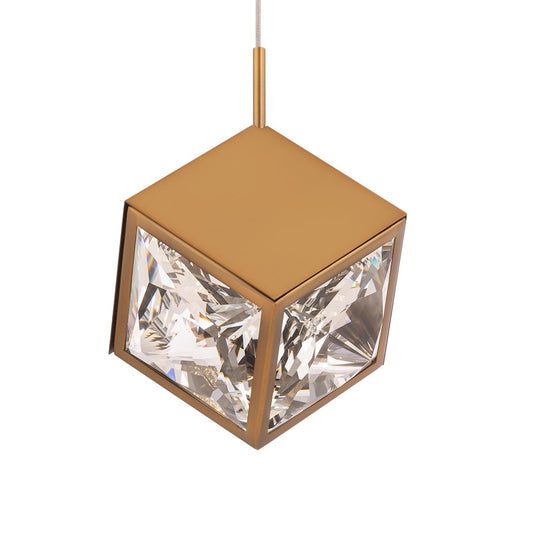 WAC dweLED Ice Cube 8" LED Mini Pendant 3500K, Aged Brass - PD-29308-AB