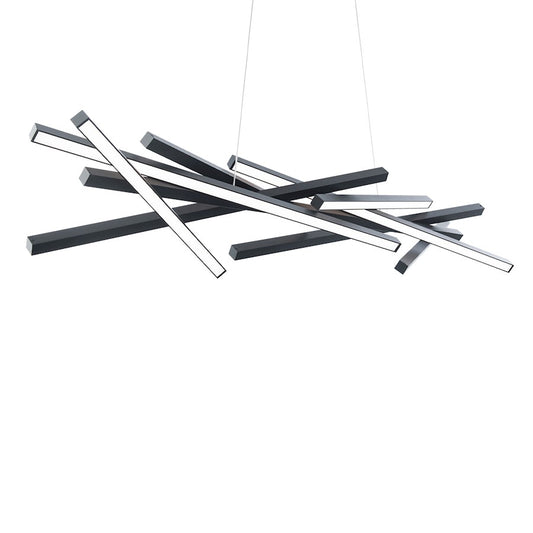 WAC dweLED Parallax 8 Lt 55" LED Linear Pendant 3000K, BK/PC Lens - PD-73155-BK