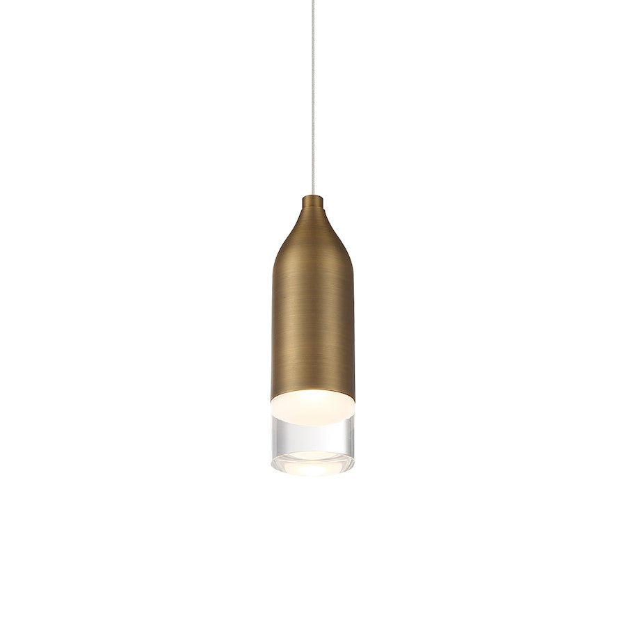 dweLED Action 8" LED 1 Light Pendant, 3000K, Brass/White - PD-76908-T24-AB