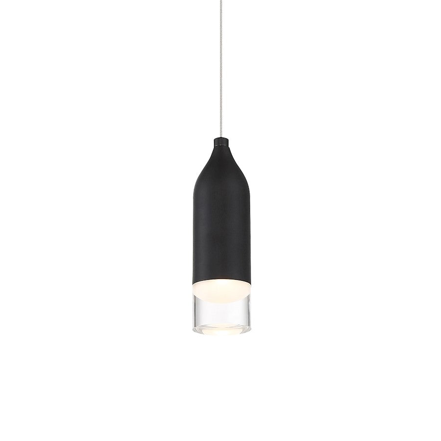 dweLED Action 8" LED 1 Light Pendant, 3000K, Black/White - PD-76908-T24-BK