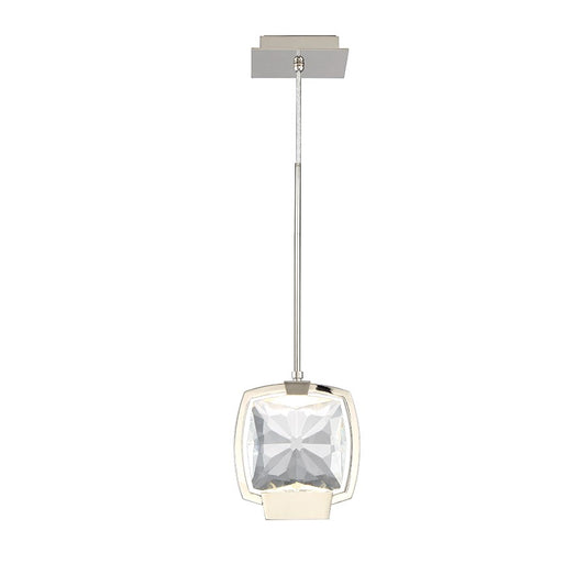 LED Crystal Pendant, Polished Nickel