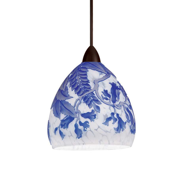 WAC Lighting Cameo Quick Connect Pendant, Blue Glass