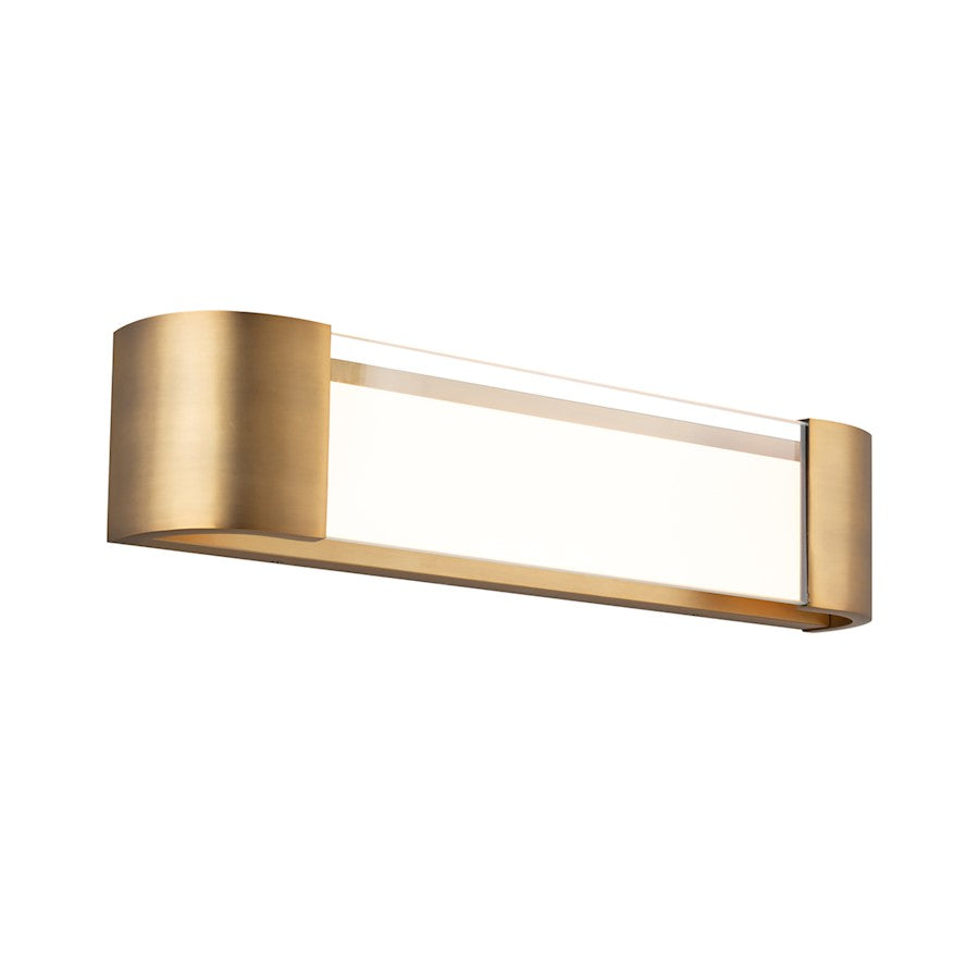 dweLED Melrose 22" LED 1 Light Wall Light 3000K, Aged Brass/White - WS-36022-AB