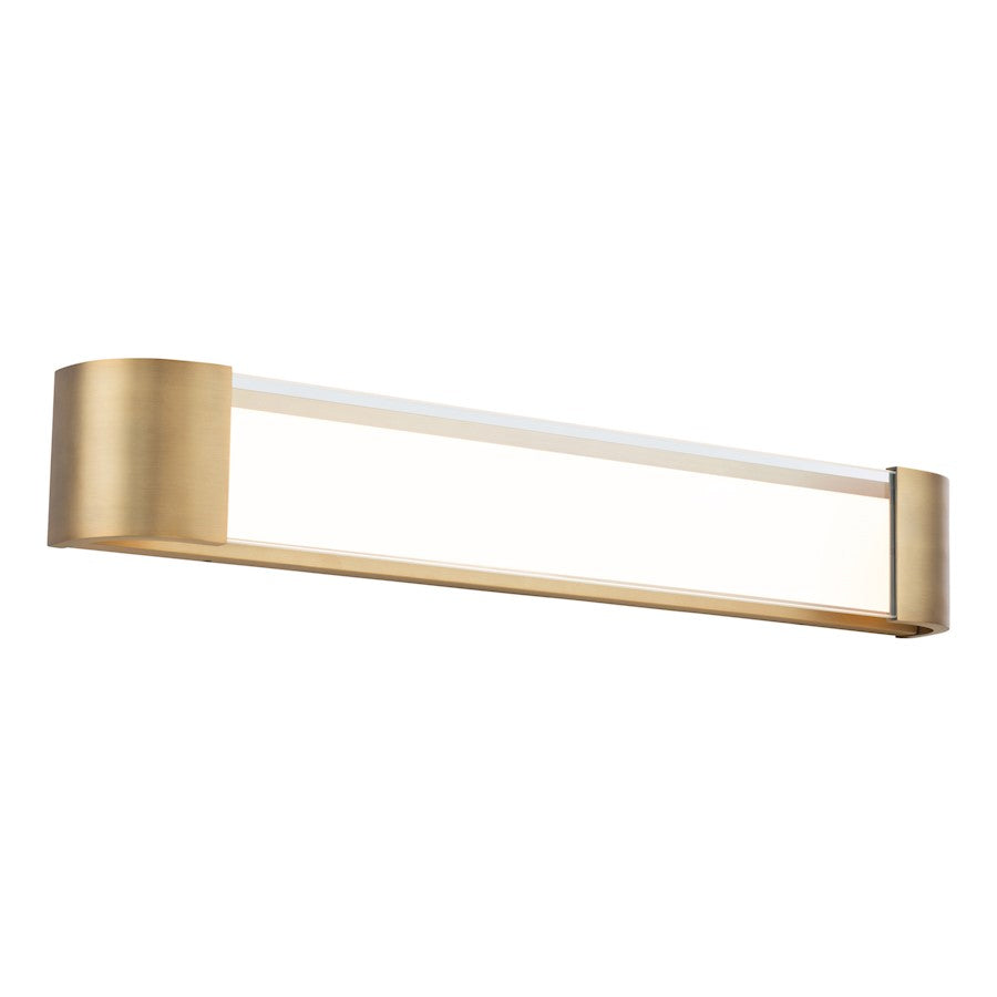 dweLED Melrose 32" LED 1 Light Wall Light 3000K, Aged Brass/White - WS-36032-AB