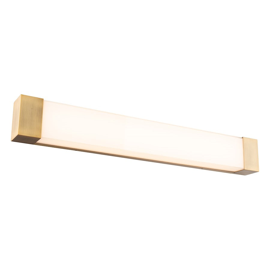 dweLED Darcy 36" LED 1 Light Wall Light 3000K, Aged Brass/White - WS-38036-AB