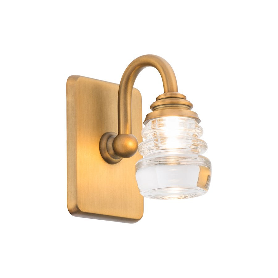 dweLED Rondelle LED 1 Light Wall Sconce 3000K, Brass/Opal - WS-42505-AB