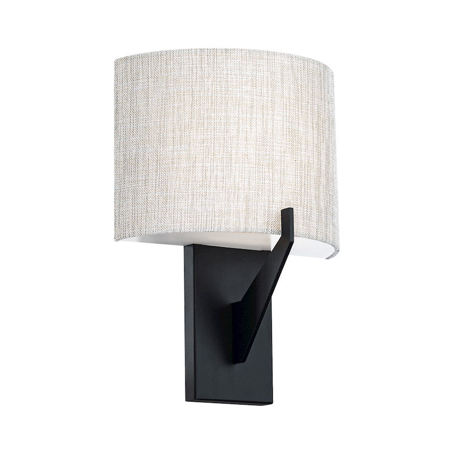 dweLED Fitzgerald 8" LED 1-LT Fabric Sconce 3-CCT 2700K, Nickel - WS-47108-27-BN