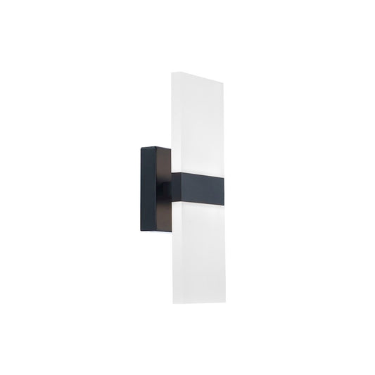 WAC dweLED Roland 2 Light 5" LED Wall Sconce 3000K, Black/Opal - WS-83212-BK