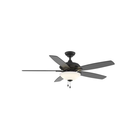 Wind River Fans Modelo Matte Black Ceiling Fan, White Glass - WR1426MB