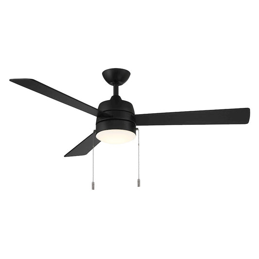 Wind River Fans Nolan 52" Pull Chain Ceiling Fan, Black/White Glass - WR2014MB