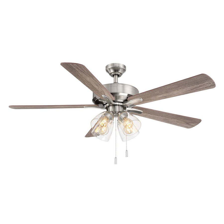 Wind River Fans Pecos 52" Pull Chain Ceiling Fan, Clear Glass - WR2024N