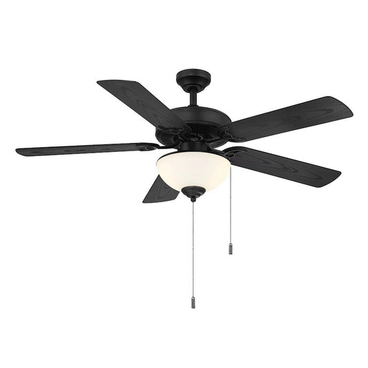 Wind River Fans Dalton 52" Ceiling Fan, Light Kit/Black/White Glass - WR2123MB