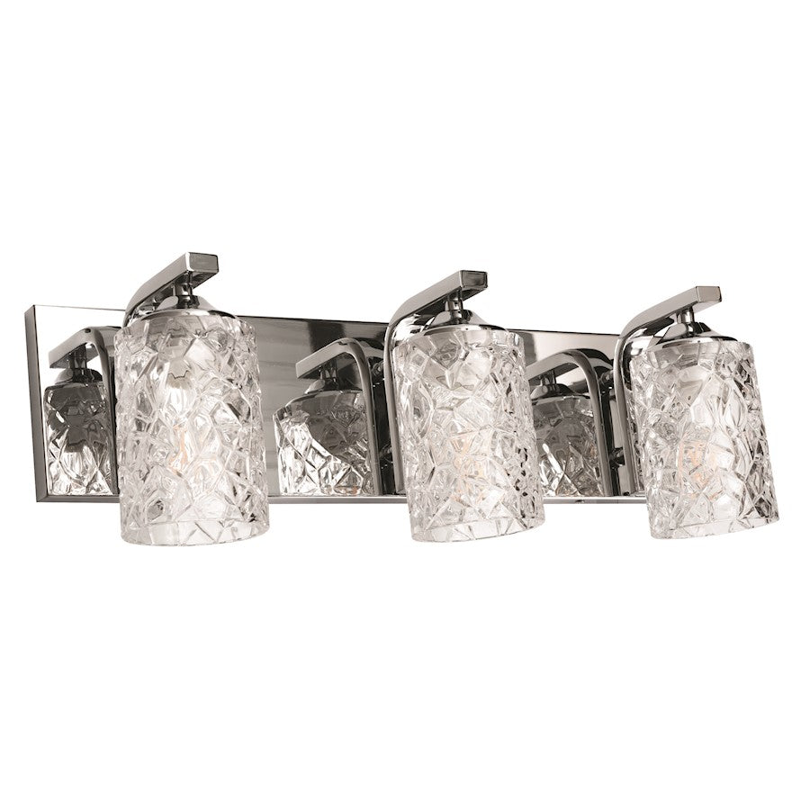 3 Light Bathroom Vanity Light, Polished Chrome