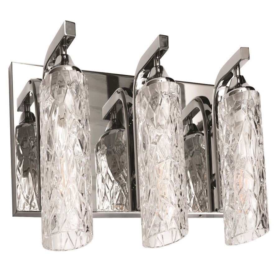 3 Light Bathroom Vanity Light, Polished Chrome