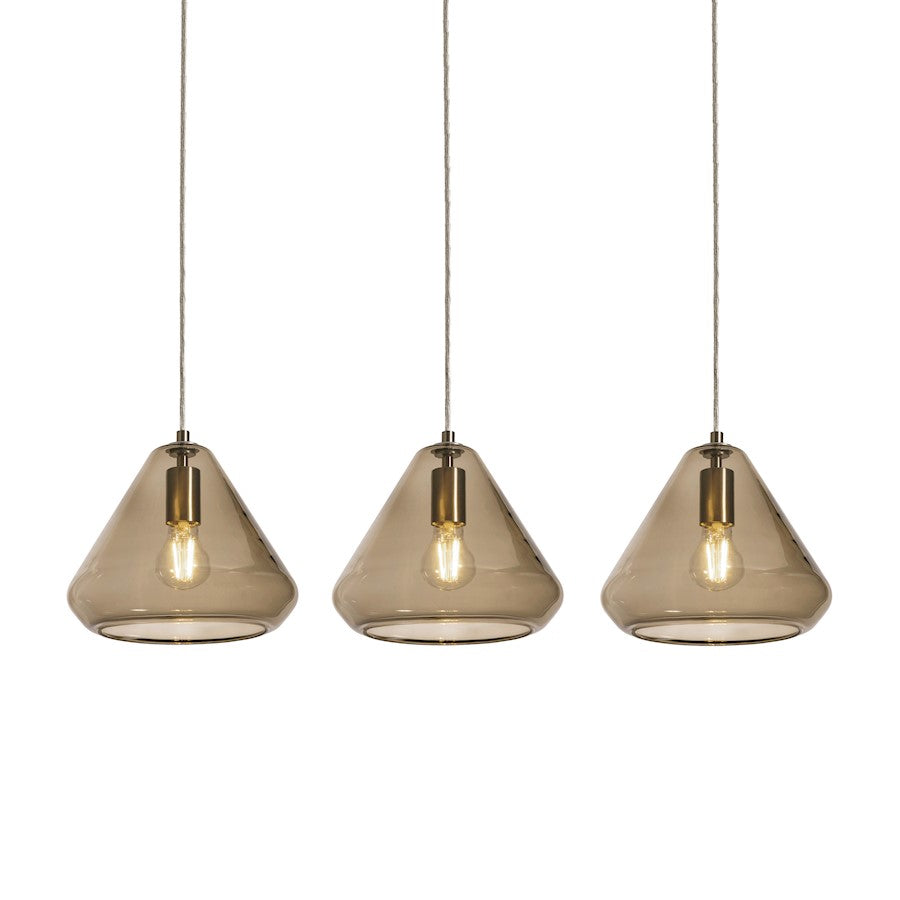 AFX Lighting Armitage 3 Light Linear Pendant, Nickel/Brown - AGP10MBSNBRLNR3