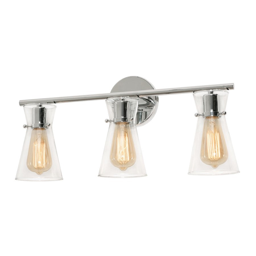 3 Light Bathroom Vanity Light, Polished Chrome