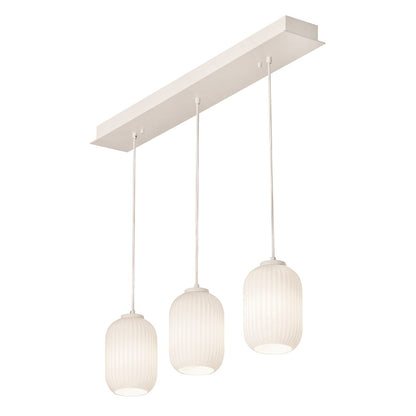 3 Light Linear Pendant, White/White