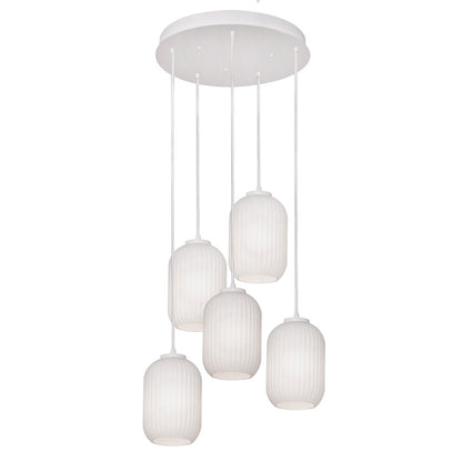 AFX Lighting Callie 5 Light Round Pendant, White/White - CALP05WHRND5